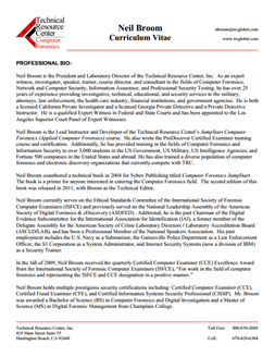 CV for Neil Broom Expert Witness in Computer Forensics Investigations in Costa Mesa California